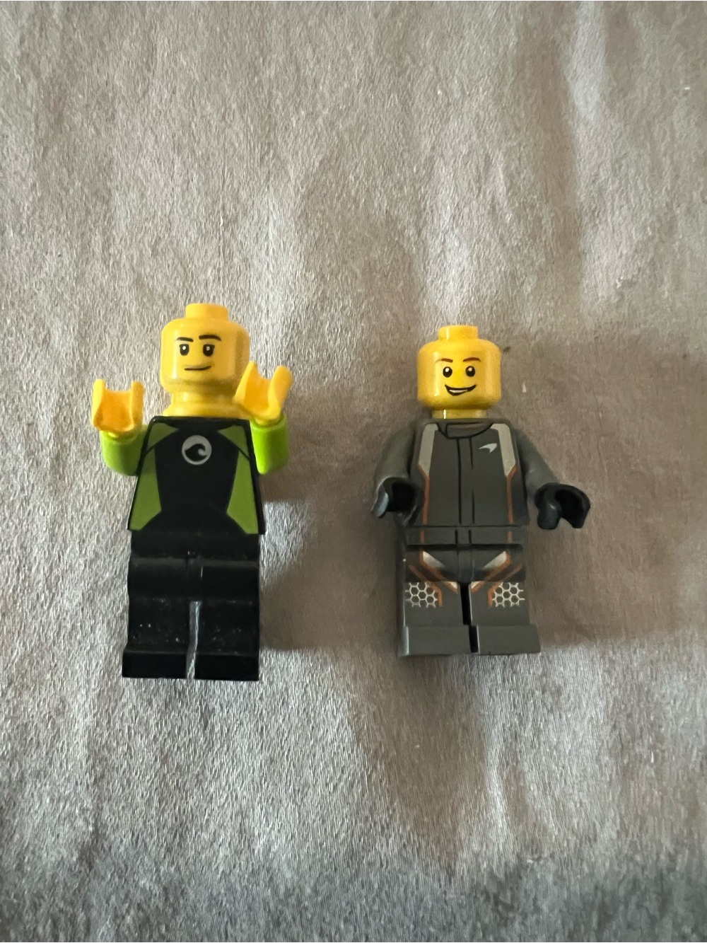 Lego Yellow Head Minifigures with Black, Lime Green and Gray Bodies